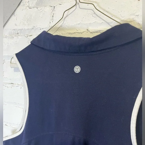 T by Talbots Navy Collared Dress UPF 50 Sun Protection Golf Tennis Size Large - Picture 6 of 8
